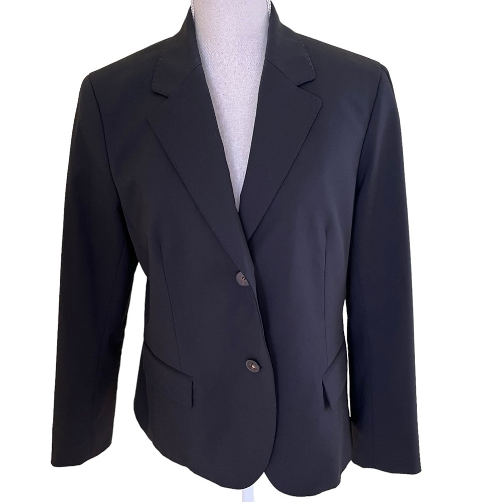 Lafayette 148 NY Black Stretch Wool Two Button Blazer 12